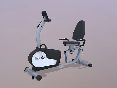 Stable Recumbent Exercise Bike With Black Seat Gray Frame Control Panel And Transport Wheels 3d model