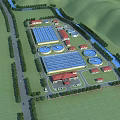 Industrial Plant Aerial View with Multiple Buildings Green Surroundings Road Access and Circular Facilities