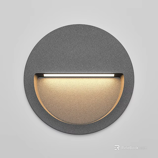Modern Round Wall Light With Gray Finish And Illuminated Curved Section 3d model