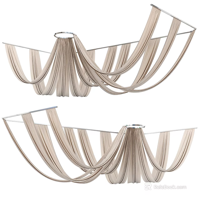 Elegant Modern Ceiling Drapery Design With Soft Beige Fabric And Draped Details 3d model 