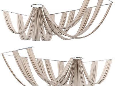 Elegant Modern Ceiling Drapery Design With Soft Beige Fabric And Draped Details 3d model