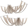 Elegant Modern Ceiling Drapery Design With Soft Beige Fabric And Draped Details