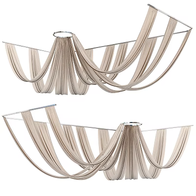 Elegant Modern Ceiling Drapery Design With Soft Beige Fabric And Draped Details 3d model