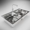 Stainless Steel Double Bowl Kitchen Sink With Modern Faucet Design