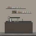 Modern Wine Cabinet Interior Design In Open Concept Kitchen With Sleek Shelves And Countertop