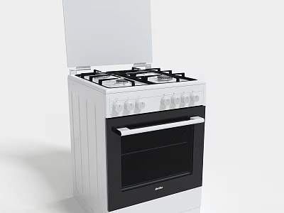 Modern White Gas Stove With Oven Cooking Appliance For Kitchen 3d model