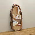 Unique Irregular Wooden Frame Mirror Reflecting Modern Bedroom Interior Design