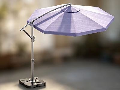 Adjustable Purple Outdoor Umbrella With Metal Stand And Black Base For Garden Patio Shade 3d model