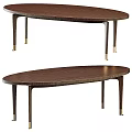 Modern Oval Dark Brown Dining Table With Wooden Surface And Metal Legs