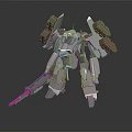 Gray Armored Robot Character In Sci Fi Mecha Design With Weapon Model 3d model