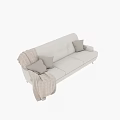 Gray Sectional Sofa With Modern Design Soft Pillows And Cozy Blanket 3d model