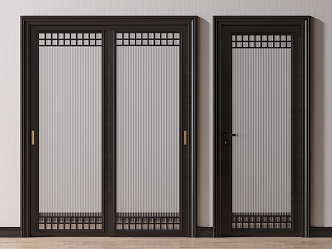 New Chinese-style sliding door 3d model