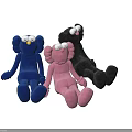 Cute Soft Plush Stuffed Toys With Big Eyes In Blue Pink Black Colors