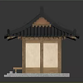 Traditional Architecture Featuring Dark Tiled Roof Curved Eaves Wooden Windows And Light Colored Walls