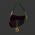 Black Leather Saddle Bag With Golden Metal Hardware And D Shaped Ornament Stylish Design