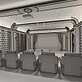 Luxurious Home Theater Interior With Comfortable Seats Large Screen And Starry Ceiling 3d model