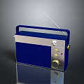 Vintage Blue And Silver Computer With Antenna Handle And Control Knobs 3d model