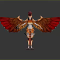 Mythical Humanoid Creature With Red Wings Red Hair And Orange Accents