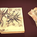 Vintage Occult Manuscripts With Mystical Symbols Demon Drawings And Star Sigils