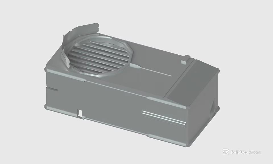 Gray Rectangular Device Casing With Ventilated Top And Structural Details 3d model 