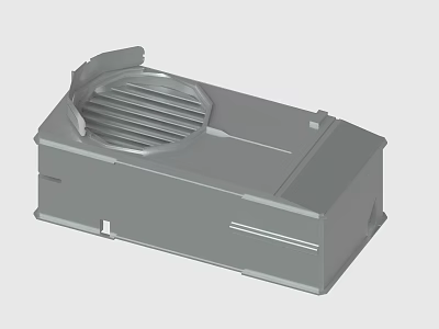 Gray Rectangular Device Casing With Ventilated Top And Structural Details 3d model