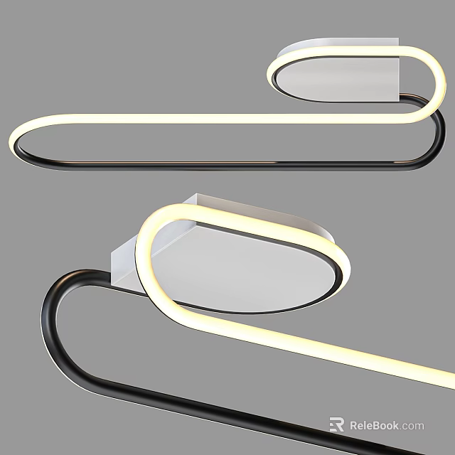 Modern Curved LED Ceiling Lights With Sleek Black And White Design 3d model