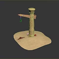 Functional Vehicle Wooden Model With Extending Arm Hanging Accessory And Red Marked Circular Base