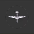 White Airplane Model Featuring Multiple Propellers And 747 Livery On Dark Reflective Background 3d model