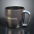Modern Stylish Metallic Coffee Mug With PLAION Logo For Daily Use 3d model