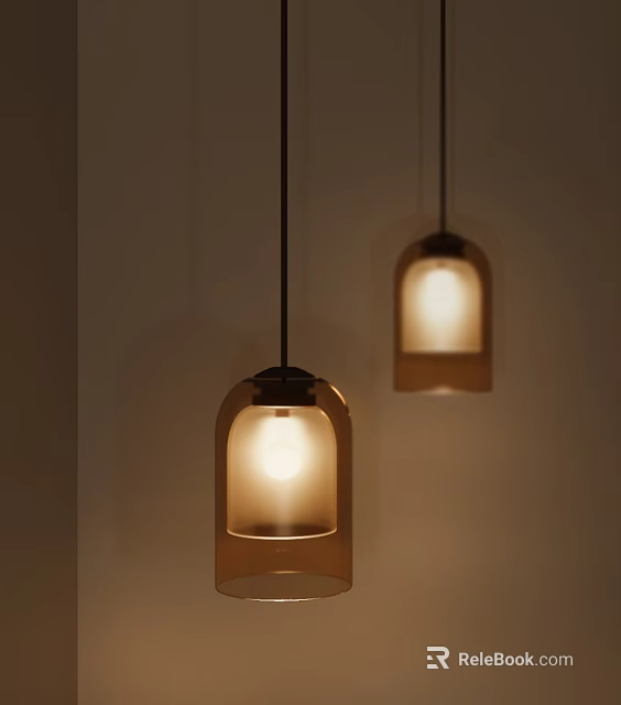 Modern Pendant Lights With Wooden Shades And Warm Glow Creating Soft Shadows 3d model 