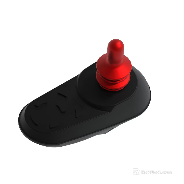 Black Device With Red Top Knob And Compact Smooth Base Design 3d model 