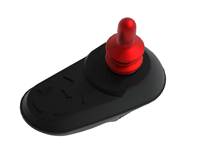 Black Device With Red Top Knob And Compact Smooth Base Design 3d model