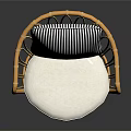 Stylish Rattan Single Sofa With White Cushion And Black White Striped Pillow