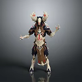 Detailed Fantasy Character With Antlers Elaborate Skeletal Costume And Red Accents