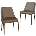 Modern Dining Chairs With Brown Leather And Light Gray Fabric Seats And Wooden Legs