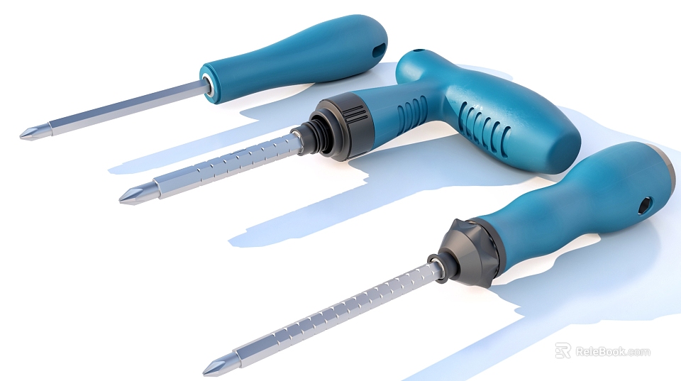 Blue Handle Screwdrivers For Hardware Tools With Ergonomic Design And Metal Shaft 3d model 