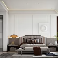 Cozy Modern Bedroom Interior With Soft Bedding Decorative Pillows And Green Plant