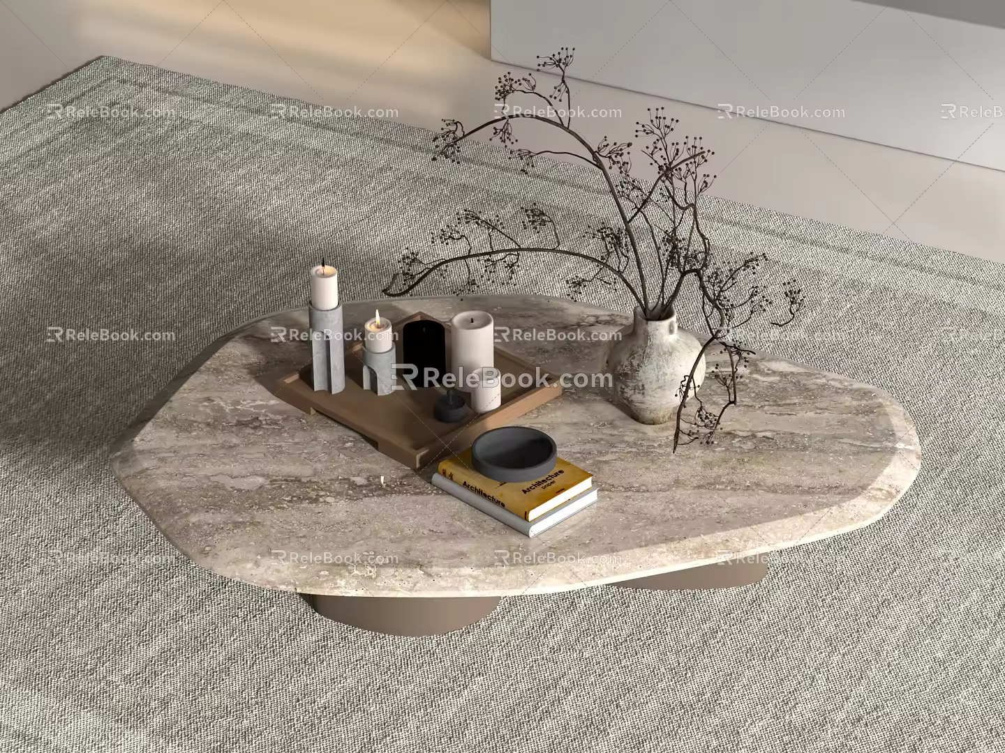 In ancient times, there are several silent tea tables. 3d model