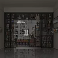 Illuminated Glass Display Cabinet With Rabbit Shaped Collectible Figures And Organized Shelves