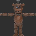 Animatronic Bear Game Character With Brown Fur Top Hat Bow Tie And Mechanical Joints