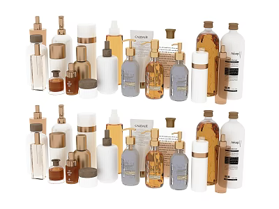 Assorted Perfume And Cosmetic Bottles With Elegant Design Various Sizes And Glass Containers 3d model