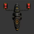 Futuristic Cosmic Spaceship Design With Cockpit Engines Red Lights And Gray Body