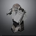 Lego Style Character In Armored Outfit With Pink Hair Weapon And Shield