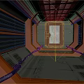 Orange And Gray Sci Fi Landscape With Blue Pipes And Metal Door Design