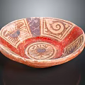 Intricate Traditional Sculpted Bowl With Handcrafted Geometric Patterns And Red Glaze