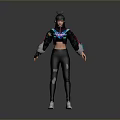 3D Character With Black Short Hair Accessory Colorful Jacket Cropped Top Ripped Pants White Sneakers