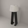 Modern Floor Lamp With White Pleated Lampshade And Black Triangular Stand 3d model