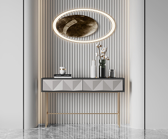 Light Luxury End View Table Entrance End View Cabinet 3d model