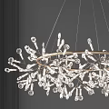 Elegant Modern Crystal Chandelier With Sparkling Clear Crystals Hanging From Ceiling 3d model