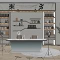 Stylish Boutique Store Interior With Wooden Ceiling Pendant Lights And Long Table